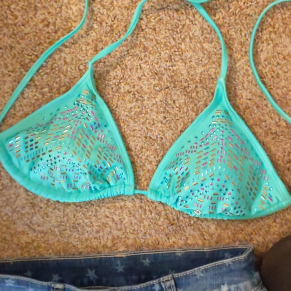 Xhilaration Teal Spaghetti Strap Bikini Top . Sz M